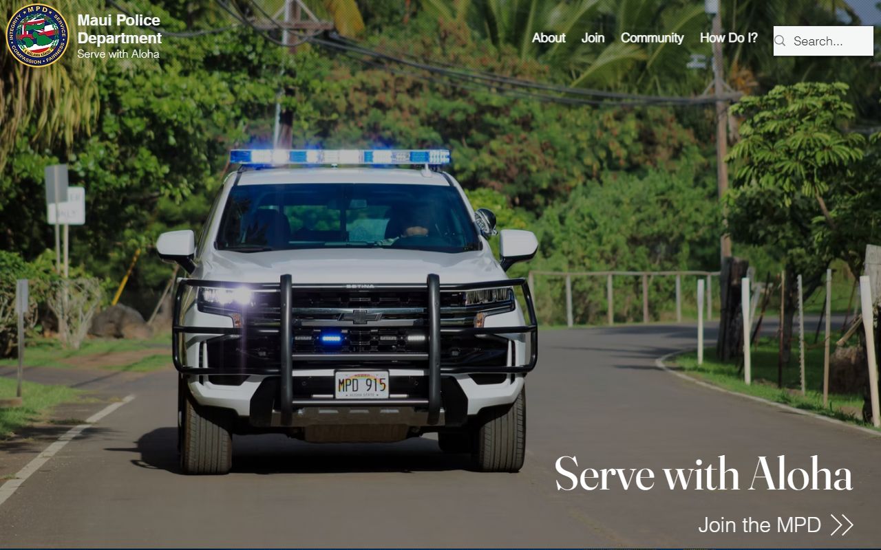 Maui County Police Department website showing records request information for Kahului DUI arrests