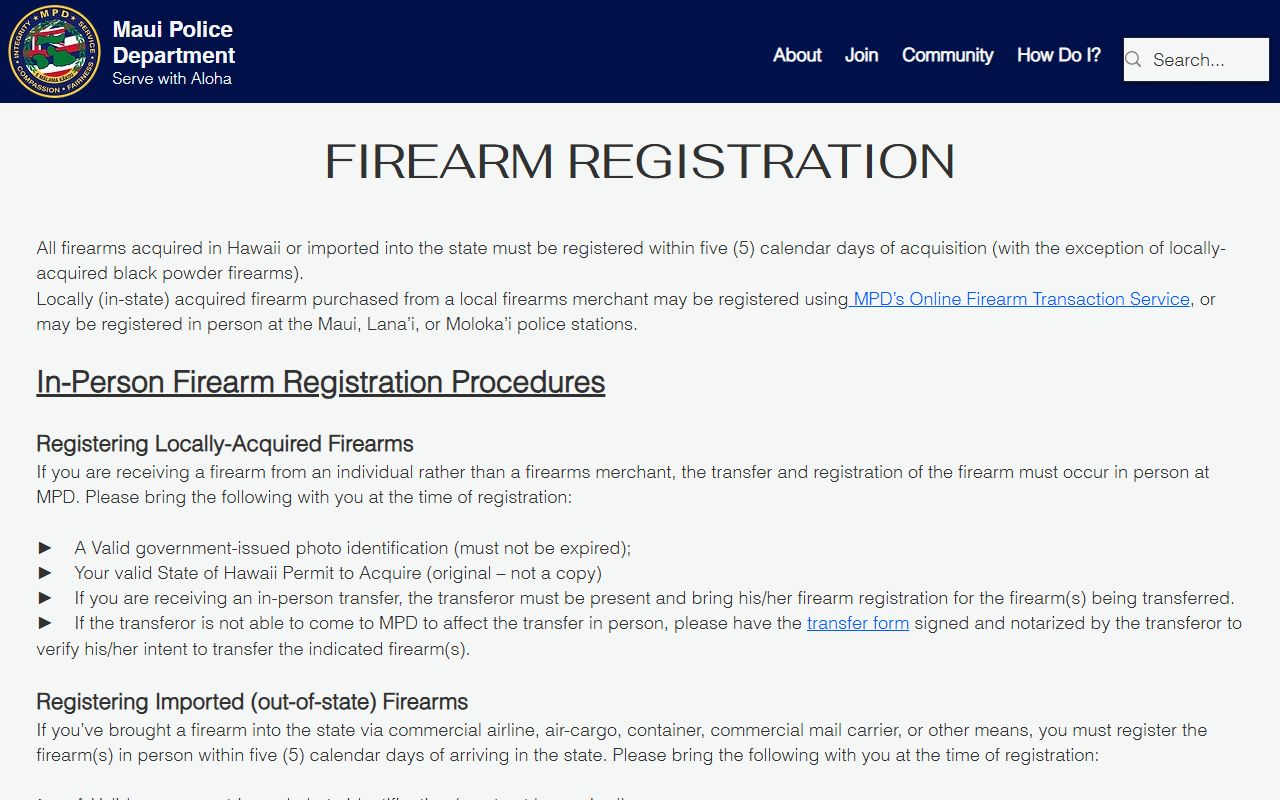 Maui County DUI records - Maui Police Department Records Section portal